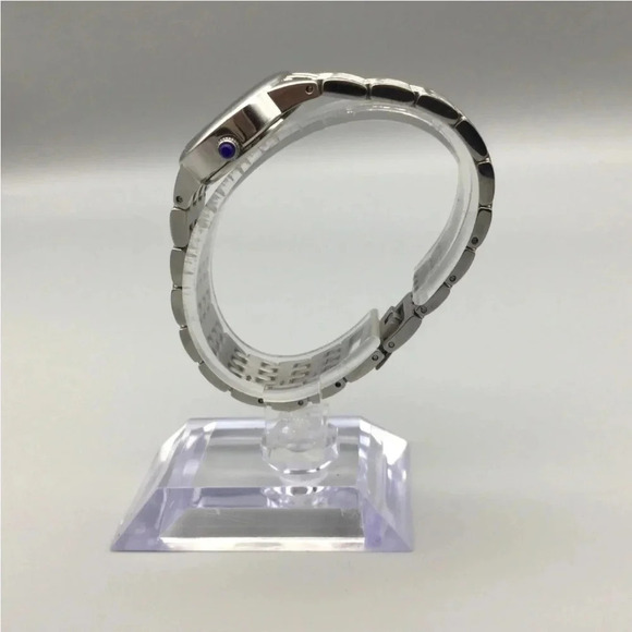 Steel by Design Watch Women 30mm Silver Tone Oval Blue Dial